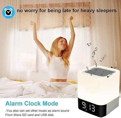 Нова Портативна Лампа с Bluetooth Говорител и Будилник Подарък дом