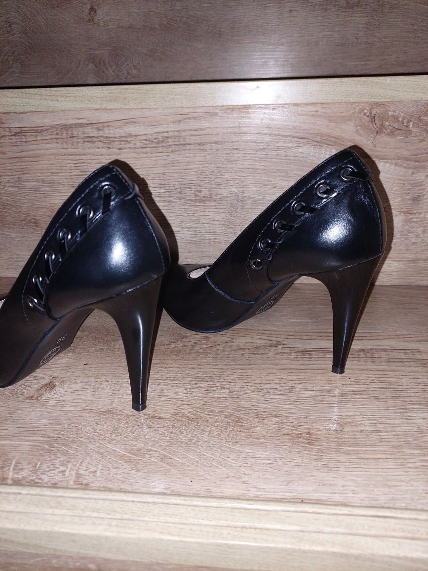 Pantofi stiletto negrii piele 39