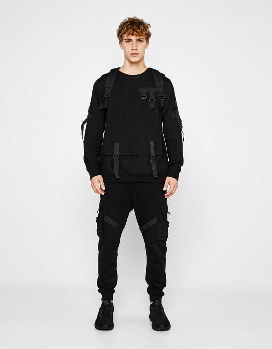 Bershka Cargo Combat Tech Wear блуза суичър фланела горница горнище