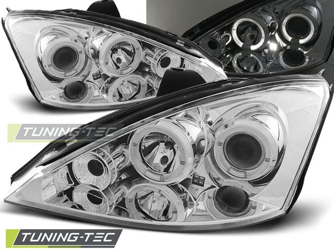 Faruri Ford Focus MK1 ANGEL EYES CHROME - Nou cu factura