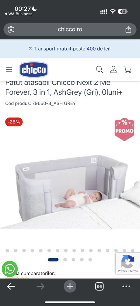 Patut copil atasabil chicco next 2 me forever 3 in 1