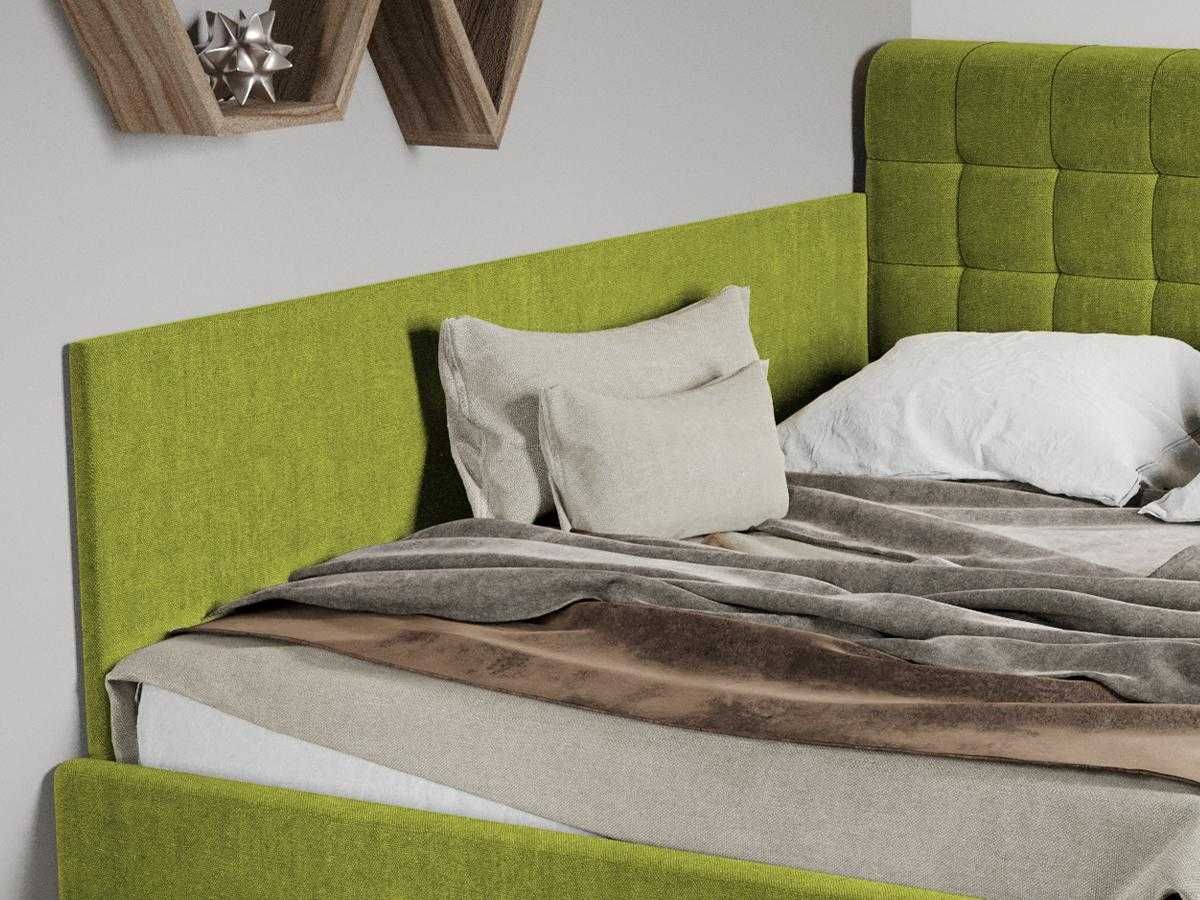 Pat Tapitat de colt Rivo Verde somiera rabatabila + lada de depozitare