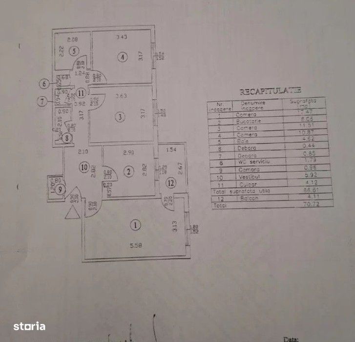 Apartament cu 3 camere central
