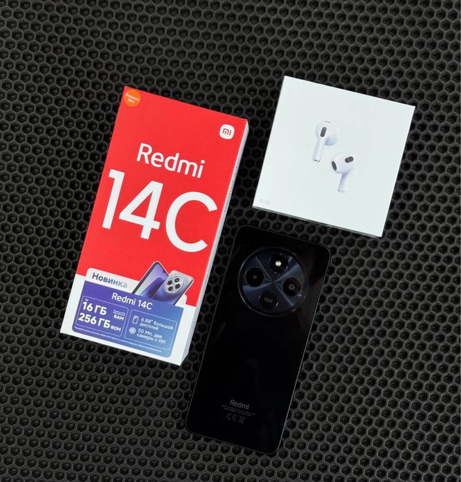 Redmi 14C 16/256gb+Air Pods{Абая 68, маг.Алтай, смартфон,телефон,редми