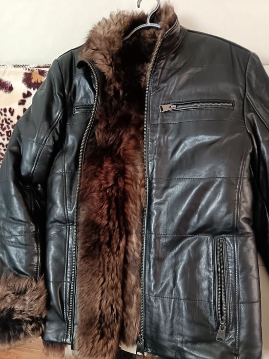 Куртка кожаная мех бизона