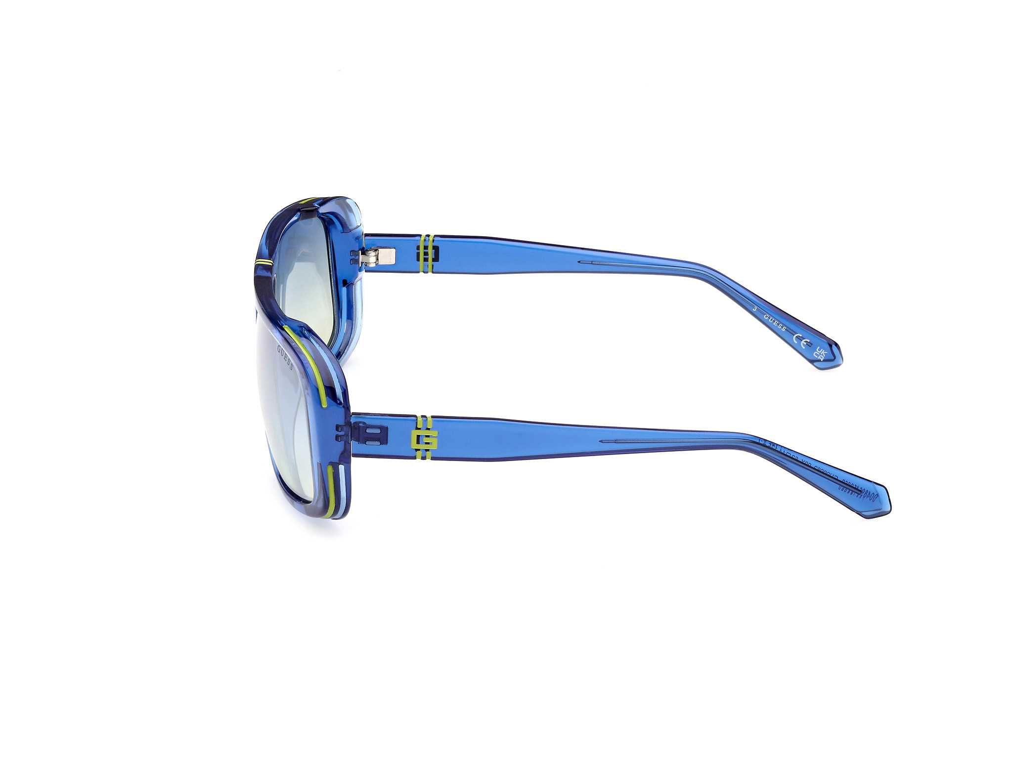 GUESS – Мъжки огледални слънчеви очила "BLUE RECTANGLE" нови с кутия