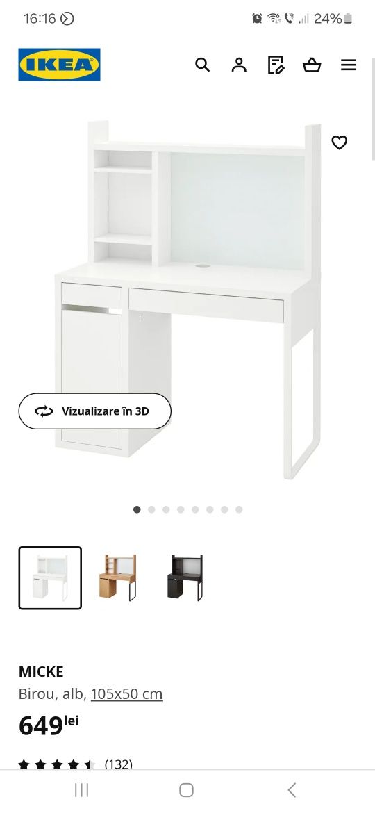 Birou Ikea MICKE - foarte puțin folosit