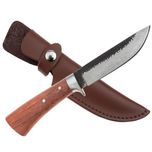 Cutit vanatoare Adventure Accuracy, damasc, 25 cm, lemn, husa piele