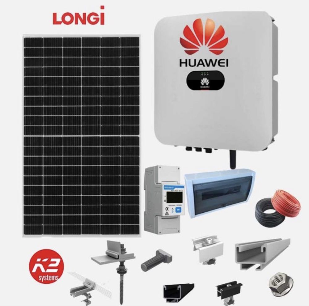 Kit sistem panouri solare / fotovoltaice Longi / Huawei + montaj