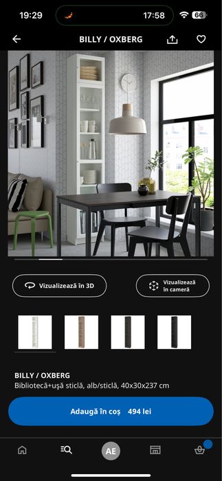 Biblioteca cu usa de sticla Ikea Billy ( 40x30x237 cm)