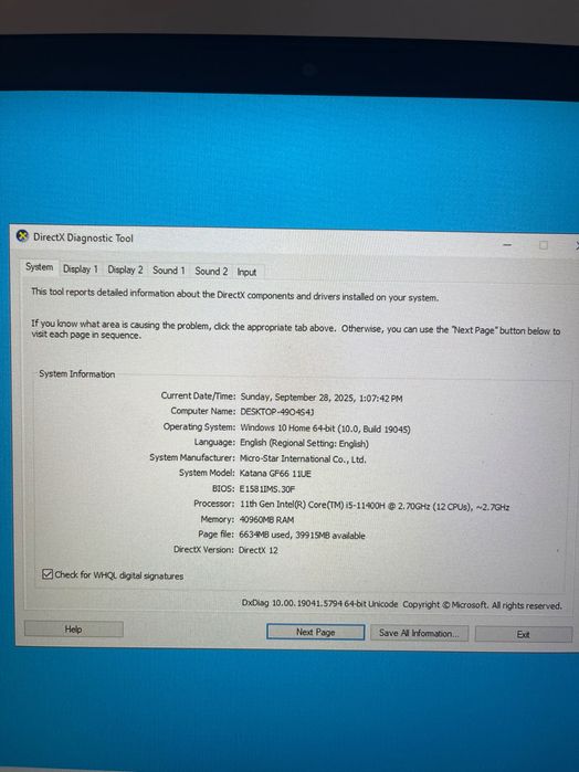 Laptop gaming MSI katana