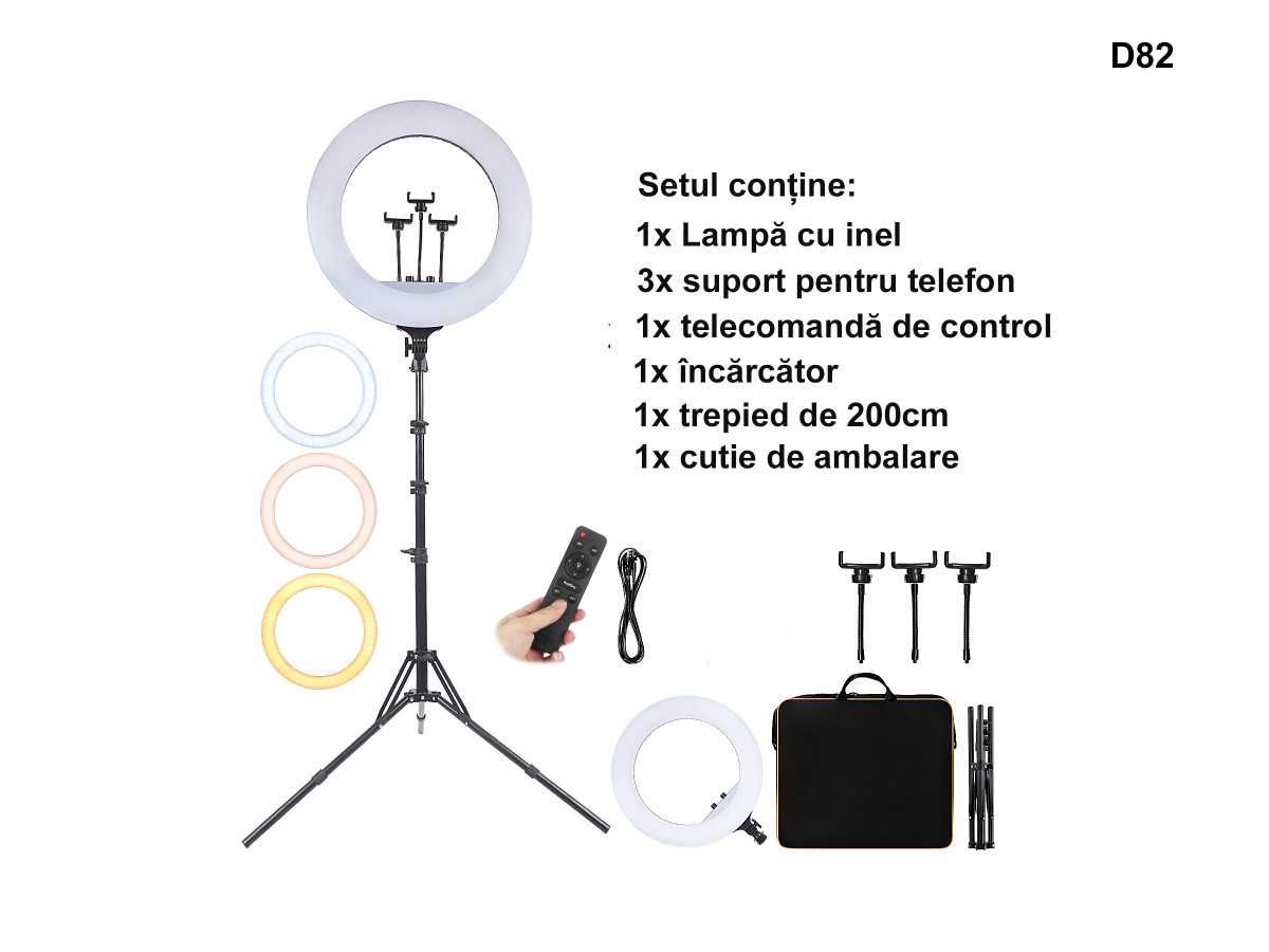 Ring Light LED 22 inchi Fotografie Lampa Circulara Ring Trepied 20cm