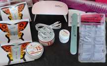 SET Unghii Lampa Roz Pila 100 Tipsuri Unghii False Gel Constructie Roz