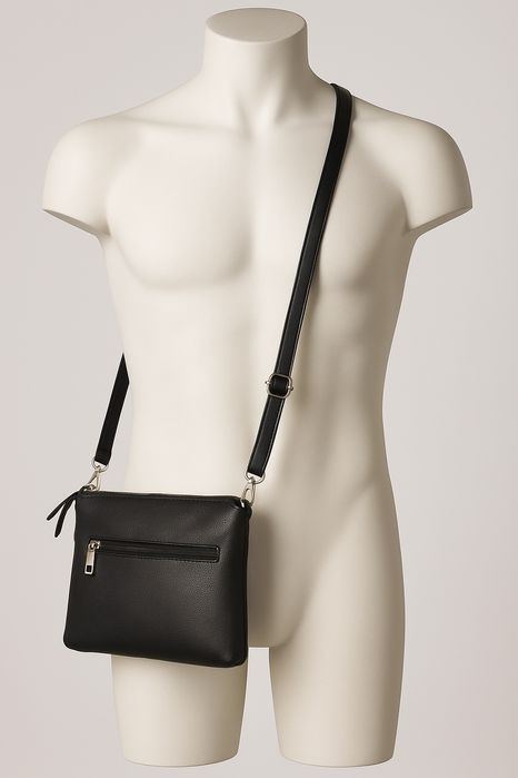 Дамска чанта през рамо – Черна, елегантна, с много отделения