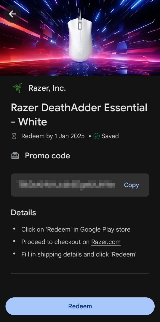 Mouse gaming Razer Deathadder Essential (premiu Google Play)