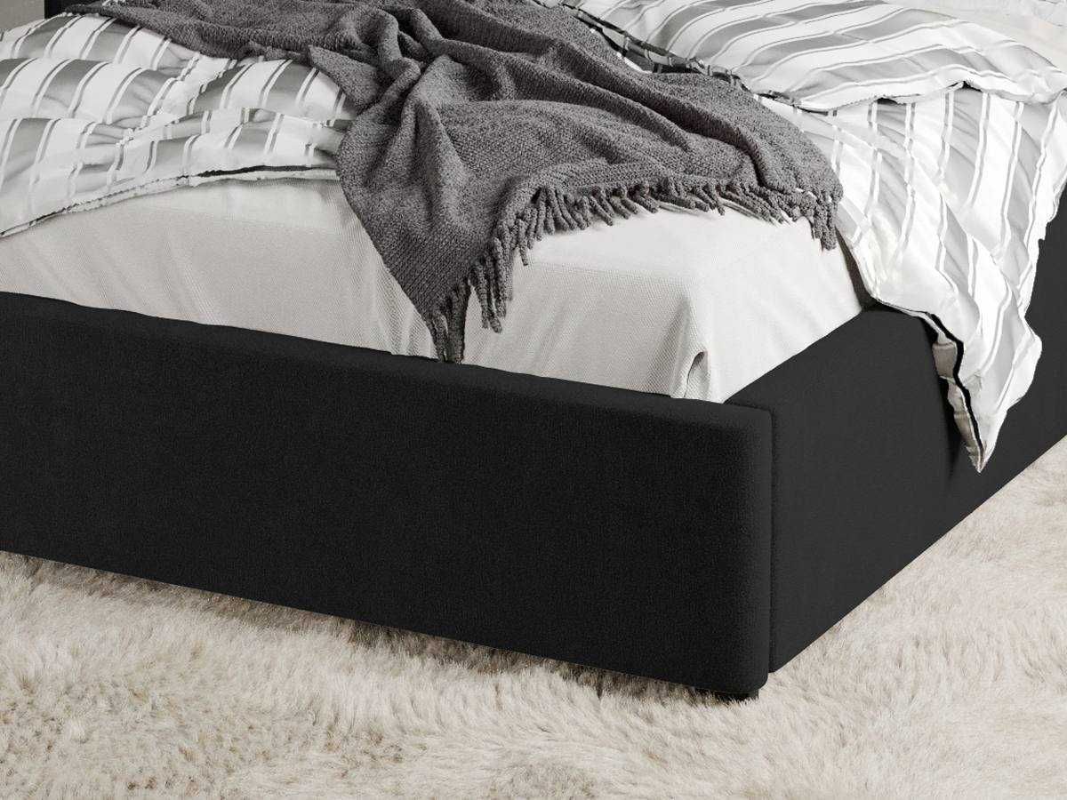 Pat Tapitat Catifea Riviera Negru cu somiera fixa