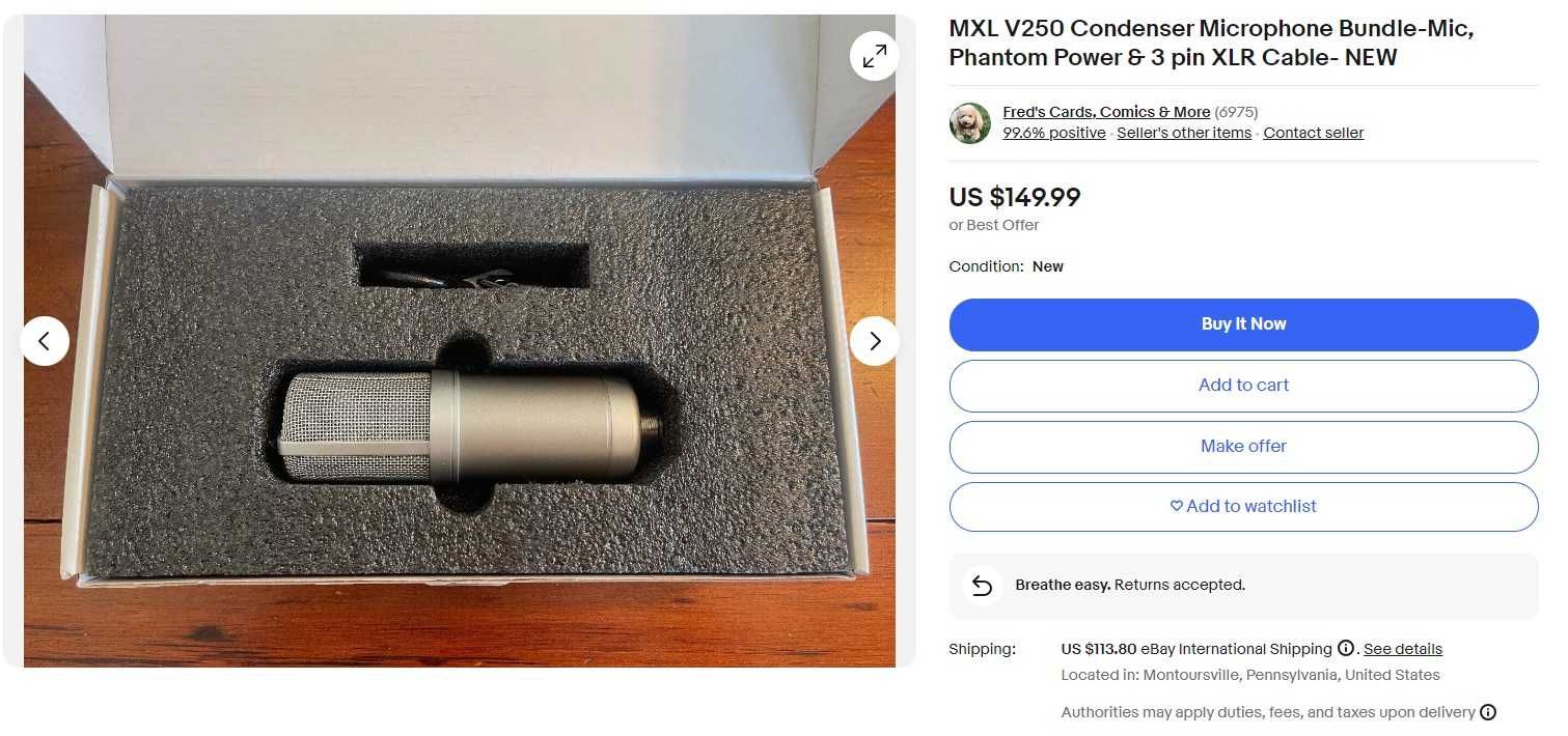 Студийный конденсаторный микрофон MXL V250