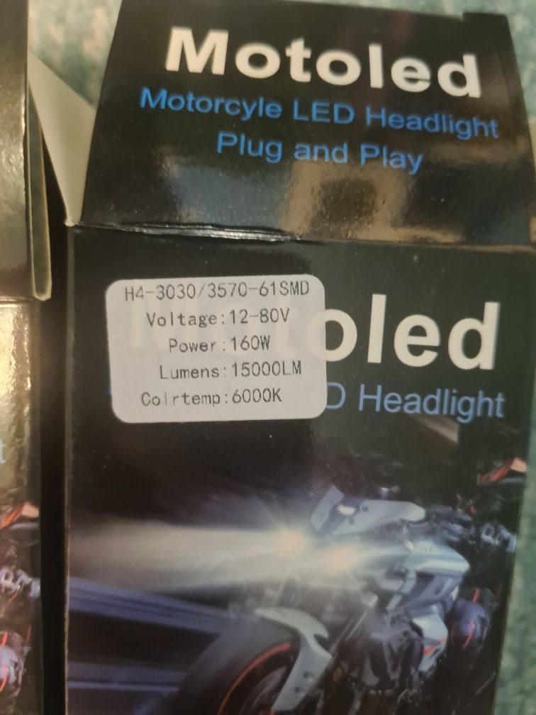 Bec LED H4 pentru far moto, Atv, scuter, putere 15W, luminozitate 1200