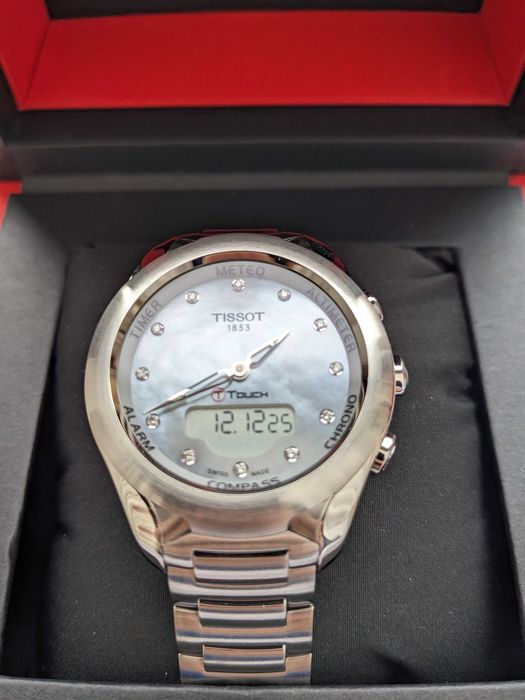 Ceas Tissot T-Touch Lady Solar 12 Diamonds, cadran sidef, nou