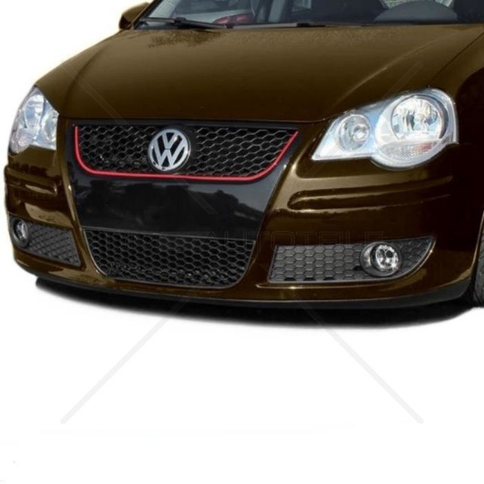 Grila fagure VW Polo 9N3 (cu locas emblema) - negru/rosu GTI design
