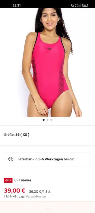 Нов дамски цял бански Speedo 44 size L