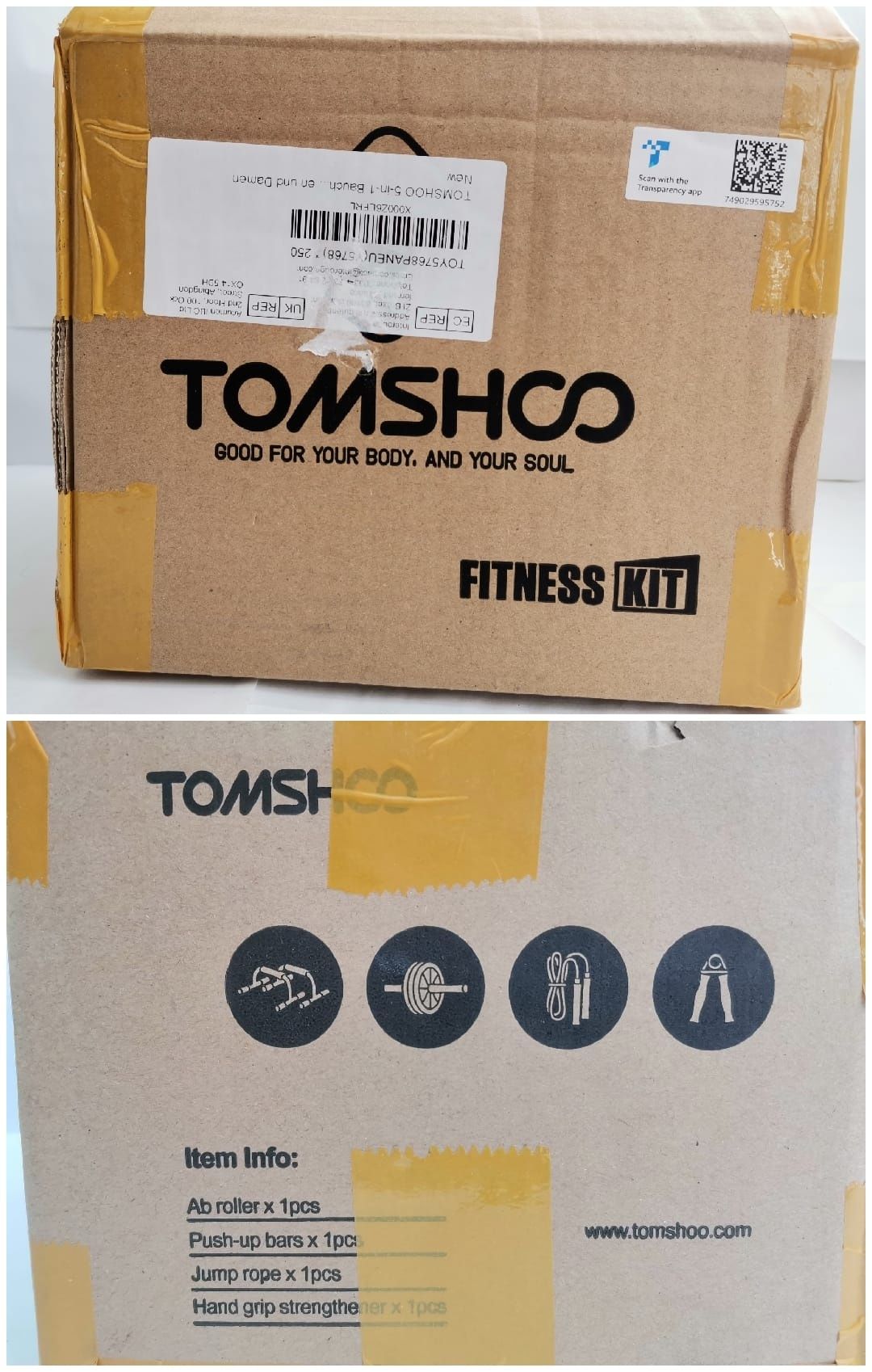 Kit fitness Tomshoo 5 in 1 negru si albastru