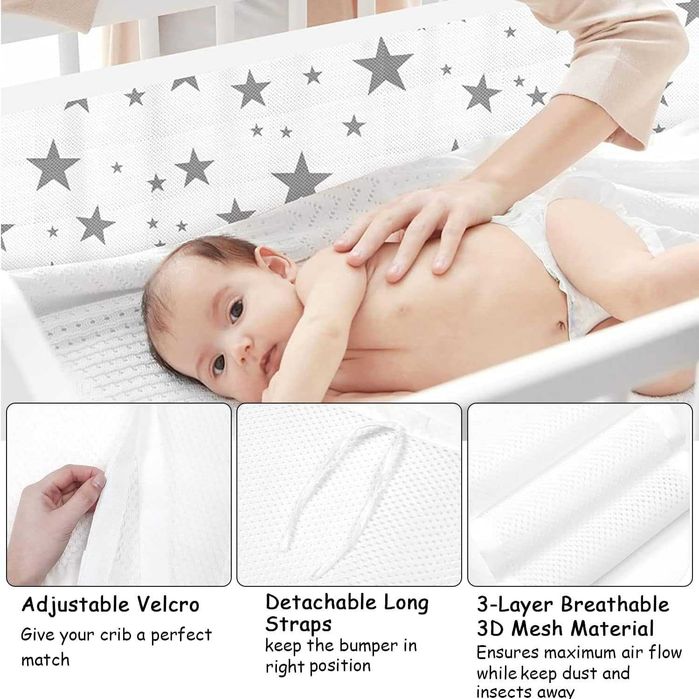 Sunny smile Обиколник за бебешко креватче, комплект от 2 броя