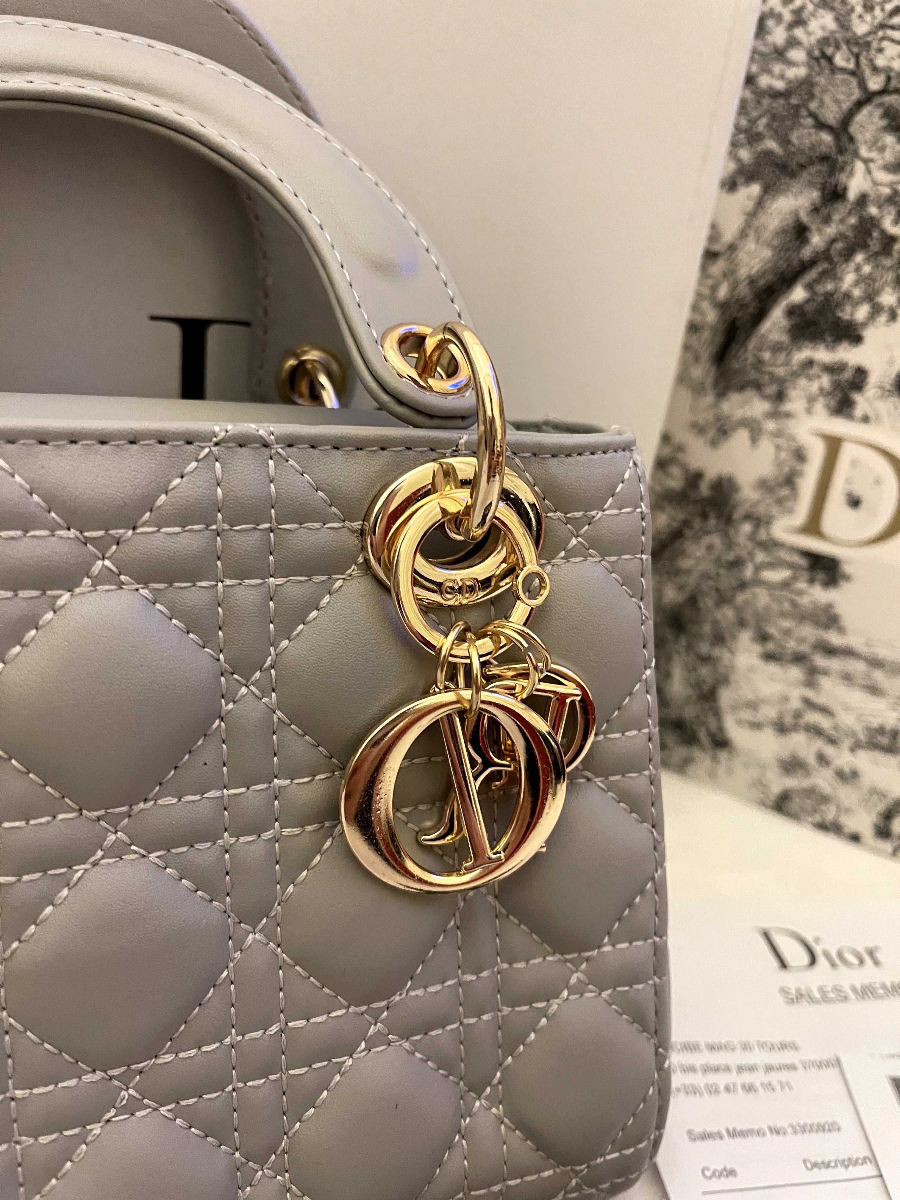 Geanta/Poșetă Christian Dior MEDIUM LADY D-LITE BAG grey