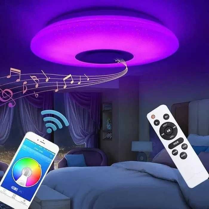 60W RGB плафон Ф36 см музикална Led лампа с високоговорител Димируема
