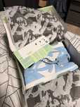 adidasi off white out off office baby blue/albastri