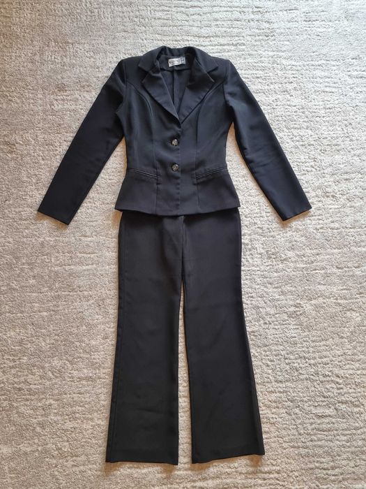 Costum negru dama, marimea 36, sacou si pantalon Biani Collection