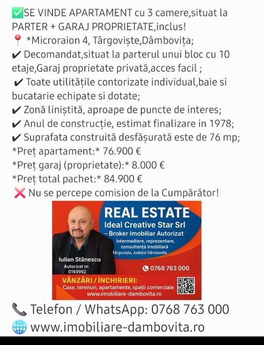 De vânzare apartament Micro 4 Târgoviște, Dâmbovița