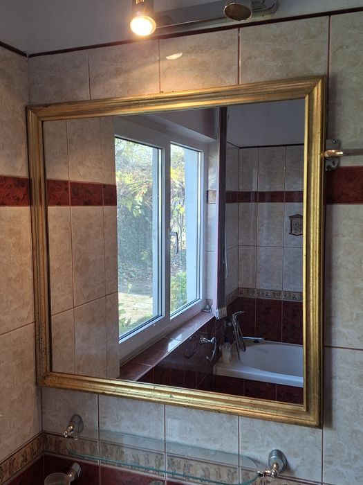 Oglindă Mare cu Ramă Auriu Patinat – Stil Clasic/Vintage, Ideală Decor