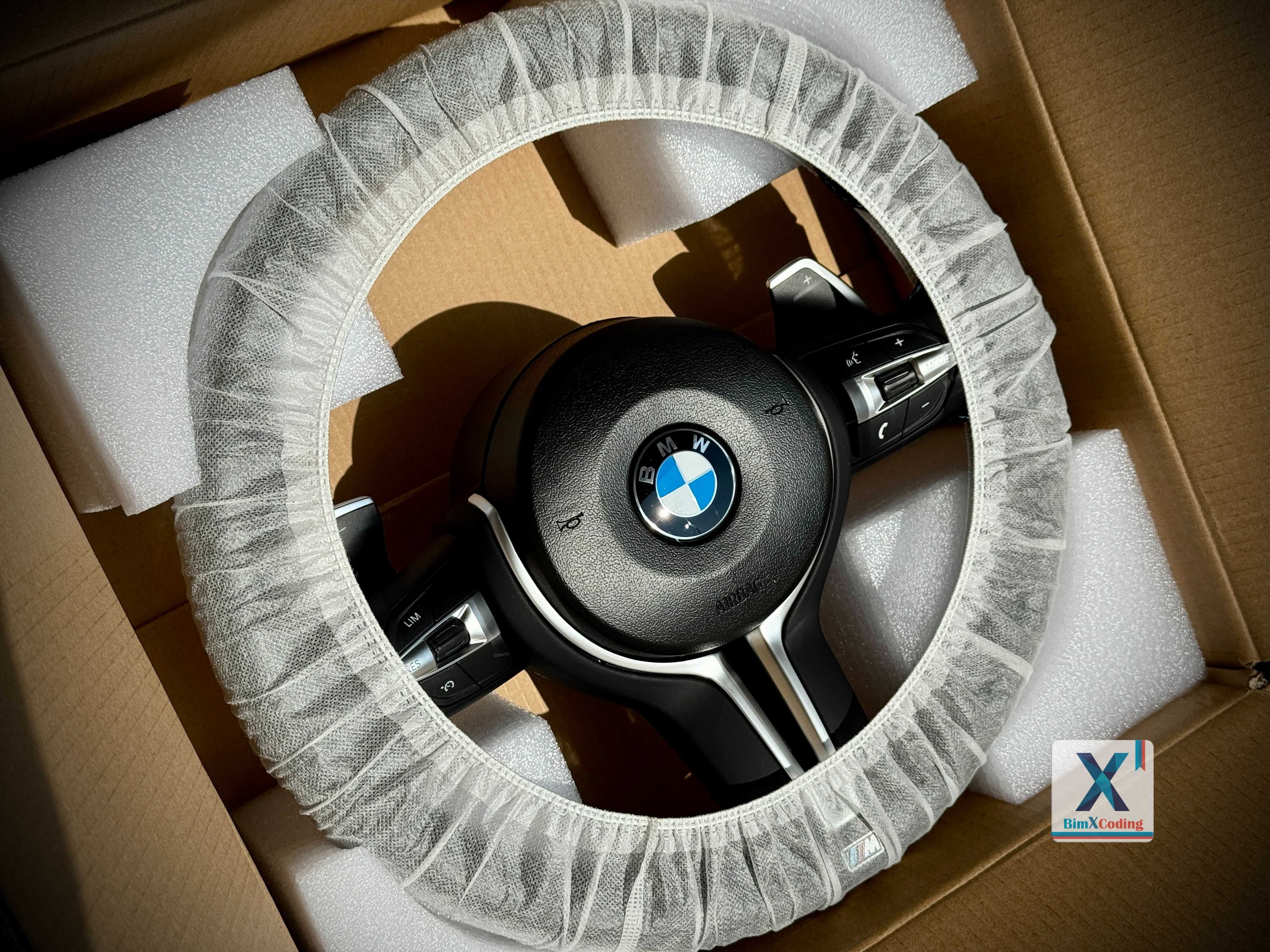 Volan piele BMW M Sport cu padele F20 F2X F30 F3X F15 F16 F25 M2 M3 M4