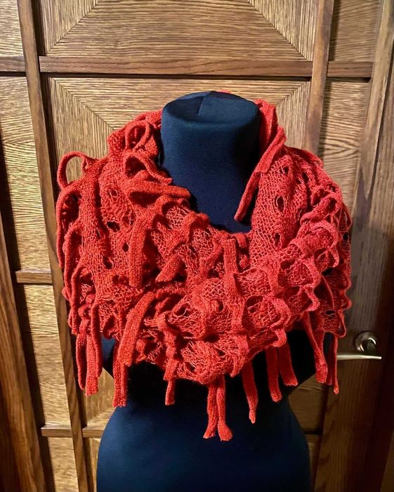 Шарф снуд ярко рыжего цвета