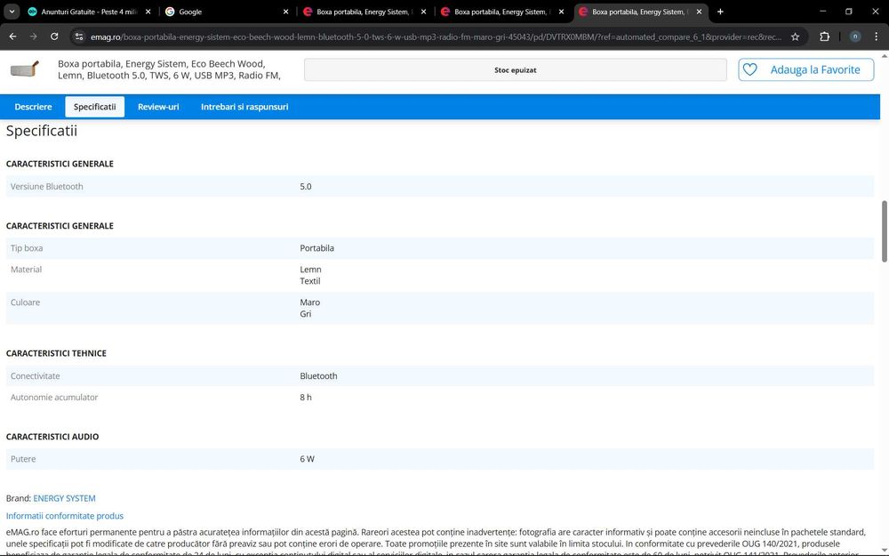 boxa Lemn, Bluetooth 5.0