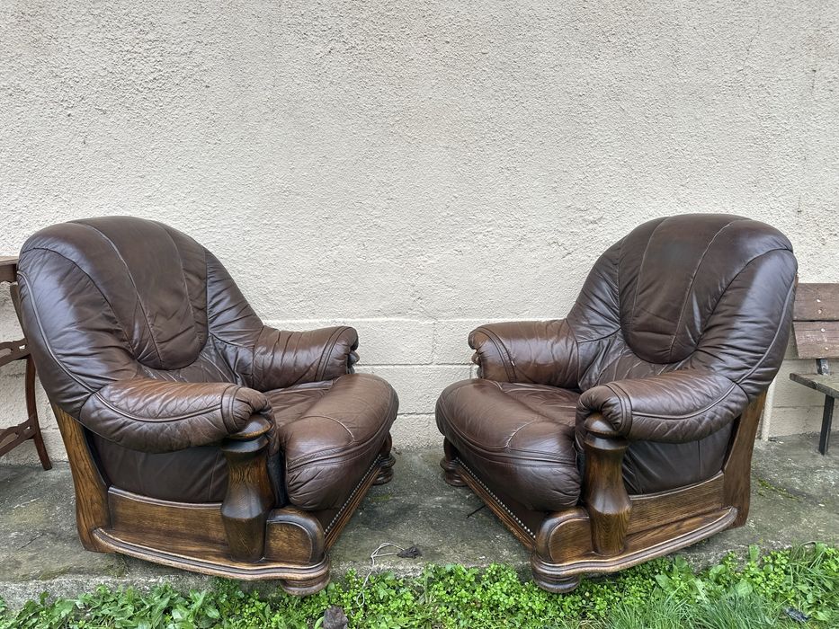 Комплект масивни кожени фотьойли