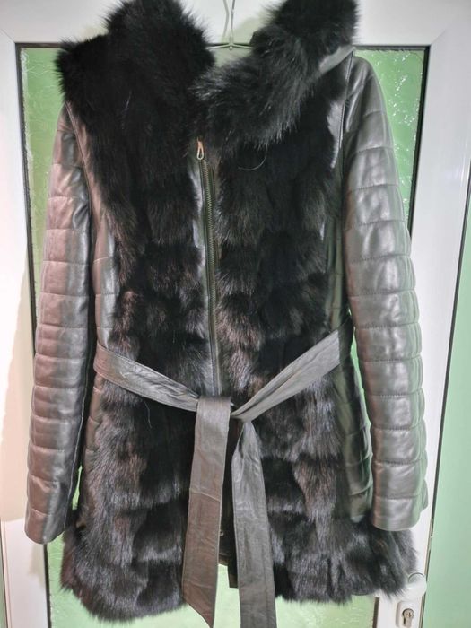 Дамско кожено яке с естествена кожа и  косъм
