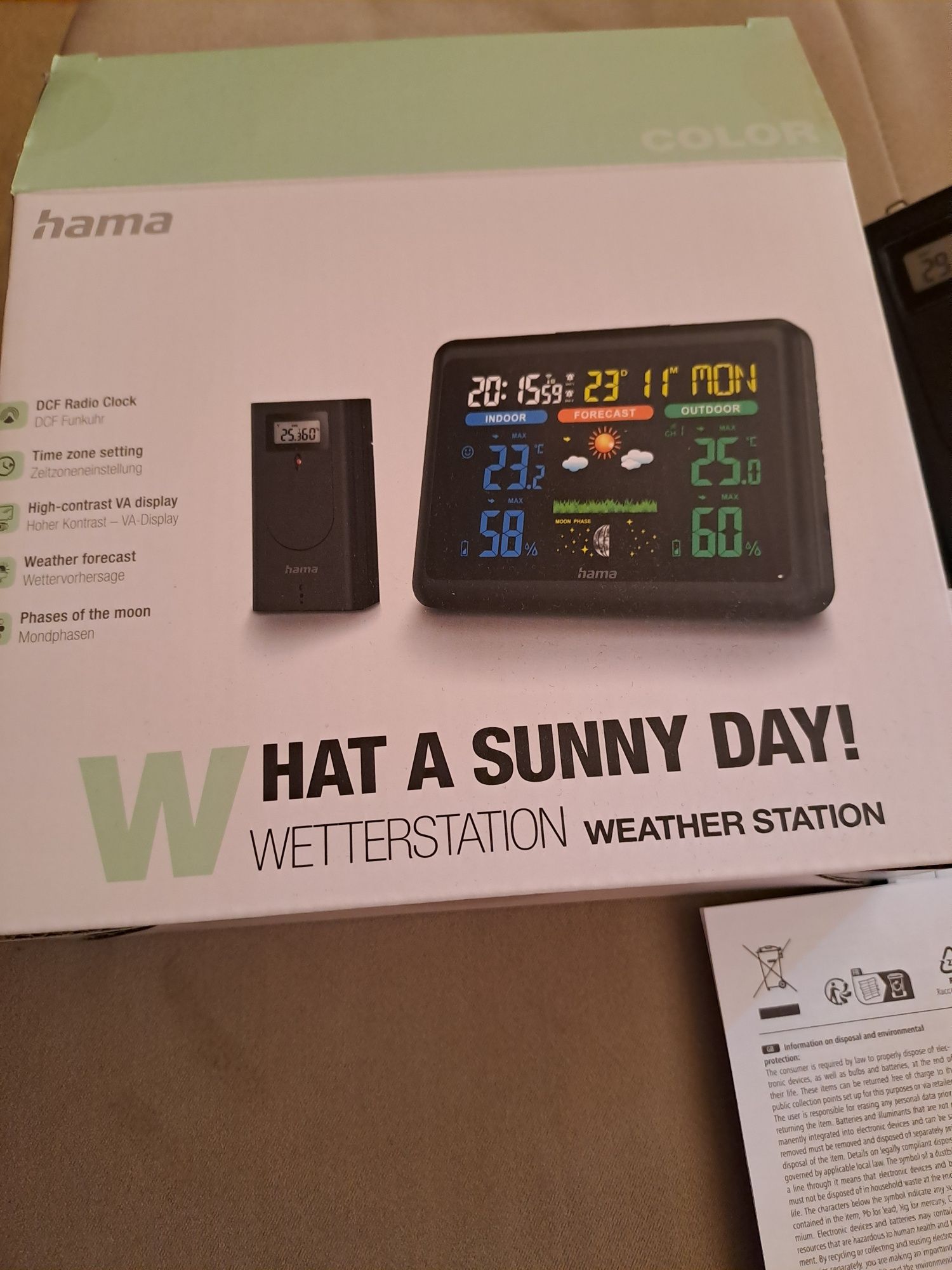 Метеорологична станция, Hama, LCD дисплей, Батерия