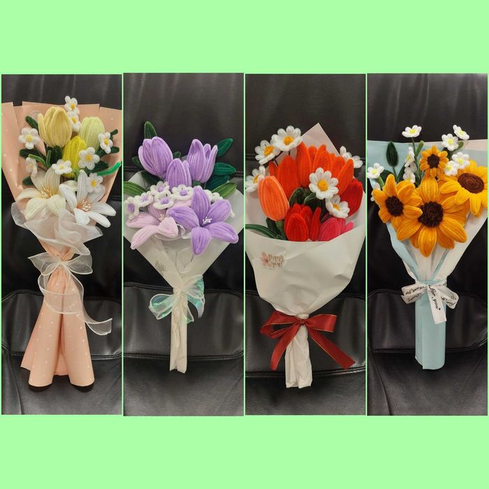 Ръчно изработени цветя от плюшени пръчици