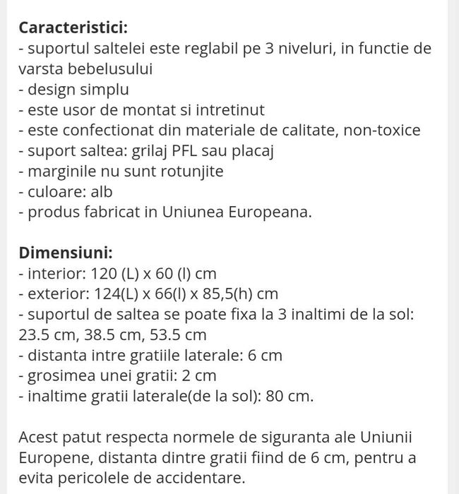 Patut bebe cu saltea