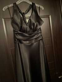 луксозна бална рокля сатенена черна стилна топ модел М/Л стил и класа