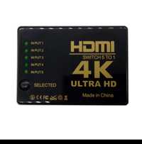 HDMI Превключвател 5 в 1 .Подарък дистанционно с батерия
