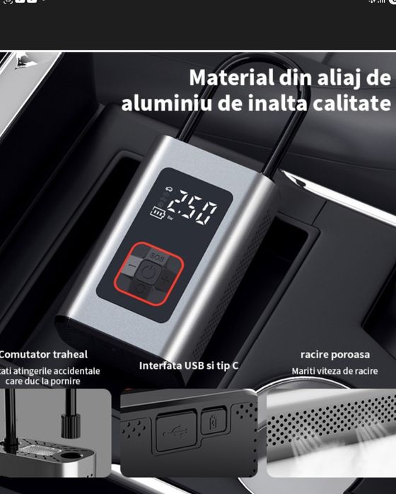 Compresor Auto portabil, Gomunly, Wireless, 150 PSI, 4000 mAh,