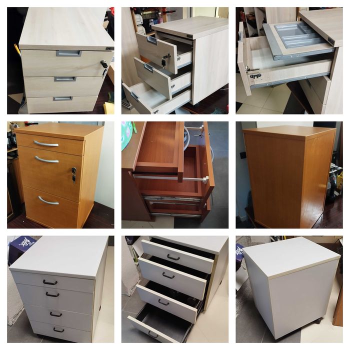 Шкафче за бюро с 3 или 4 чекмеджета - контейнер на колела