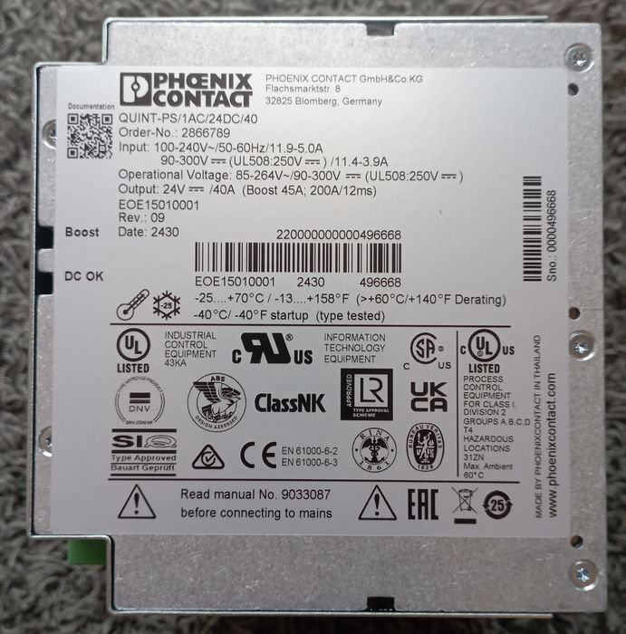 Sursa de alimentare, PhoenixContact Quint 100-240V AC / 24V DC - 40A