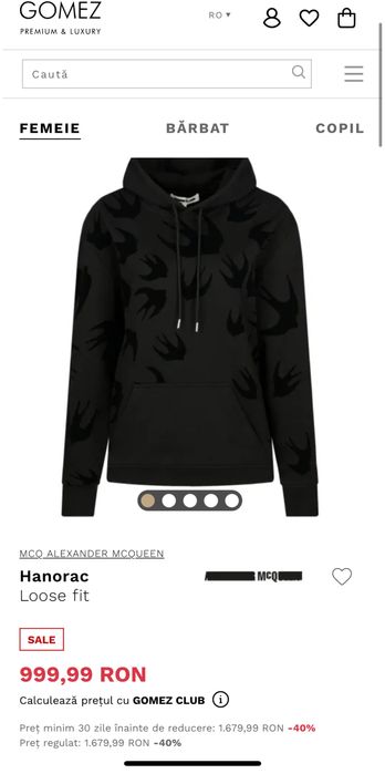 Hanorac Alexander Mcqueen dama/unisex original