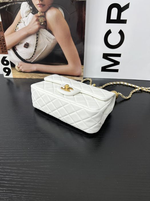 Geanta Chanel classic 20cm, alb, Premium