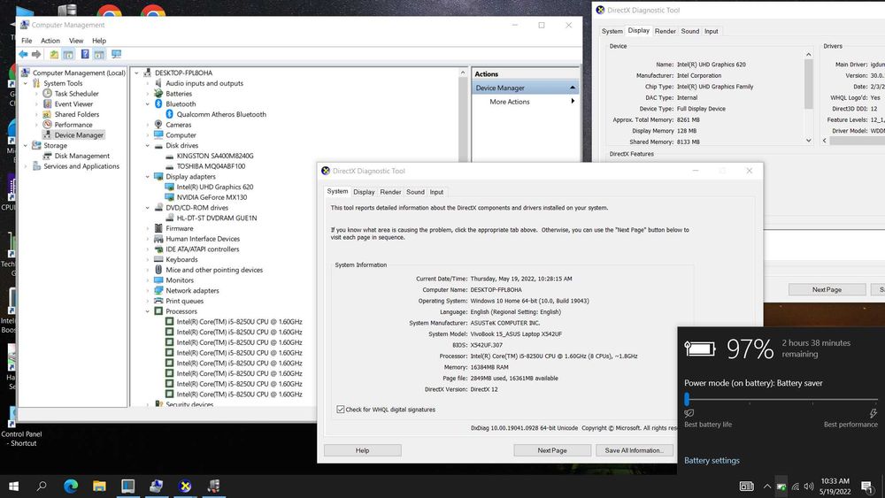 ASUS i5 Gen8 16Gb DDR4 2video 2GB GDDR5 FULL HD Ssd/Hard Laptop X542