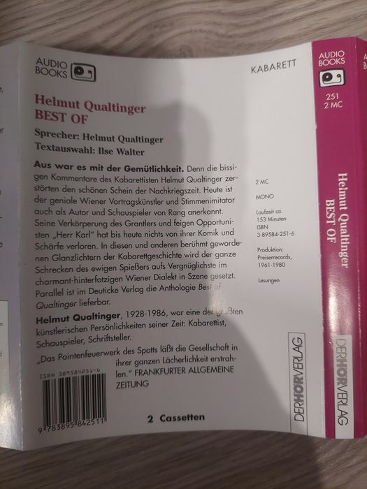 Helmut Qualtinger 2 kasete Best of Audiobook
